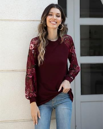 women tops lace sleeve