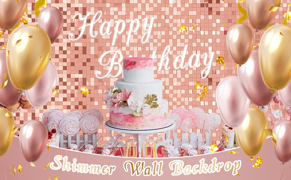 Wokceer Sequin Shimmer Wall Backdrop 24 Panels Rainbow Square Sequin Backdrops for