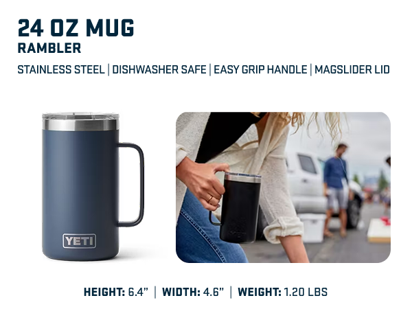 Amazon.com: YETI Rambler 24 oz Mug, Vacuum Insulated