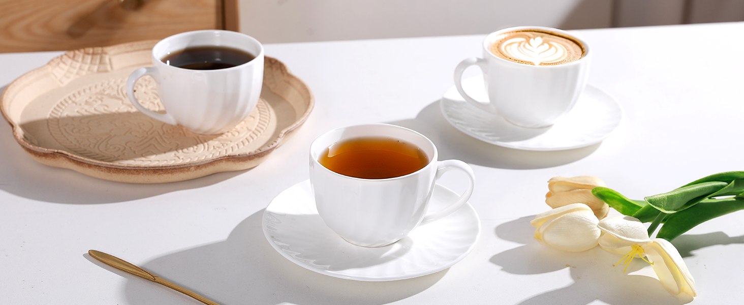 COSTMANCE High-Quality Bone China Cup and Saucer Set is Designed in British Royal Style.