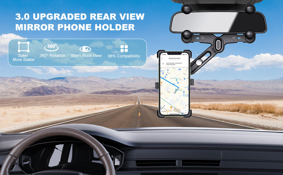 OFY Phone Mount for Car, [Big Rear Mirrors Friendly
