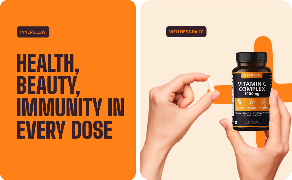 Boldfit Vitamin C Complex 1000mg Tablet with Amla and Zinc for Men