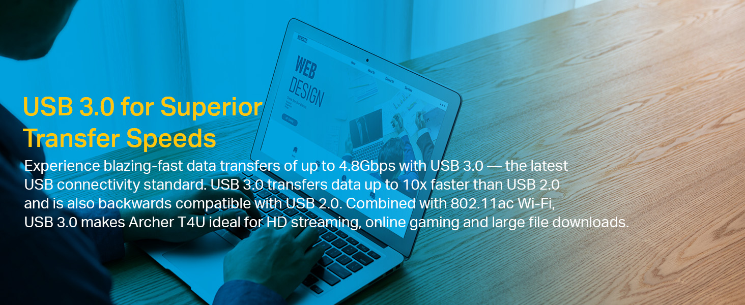 Archer T4U AC1300 High Gain Wireless Dual Band USB Adapter