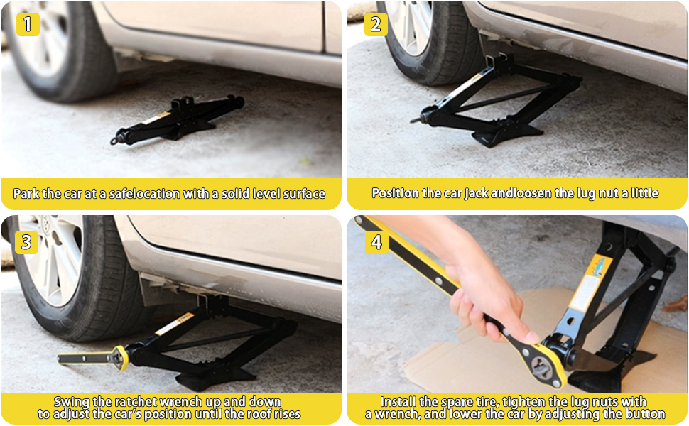 TBXWLRF Car Jack Max 1 Ton(2,204lbs),Car Scissor Jack Kit
