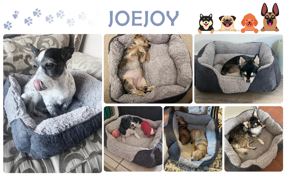 JOEJOY Large Dog Bed, Wool Fleece, 76x61x23cm