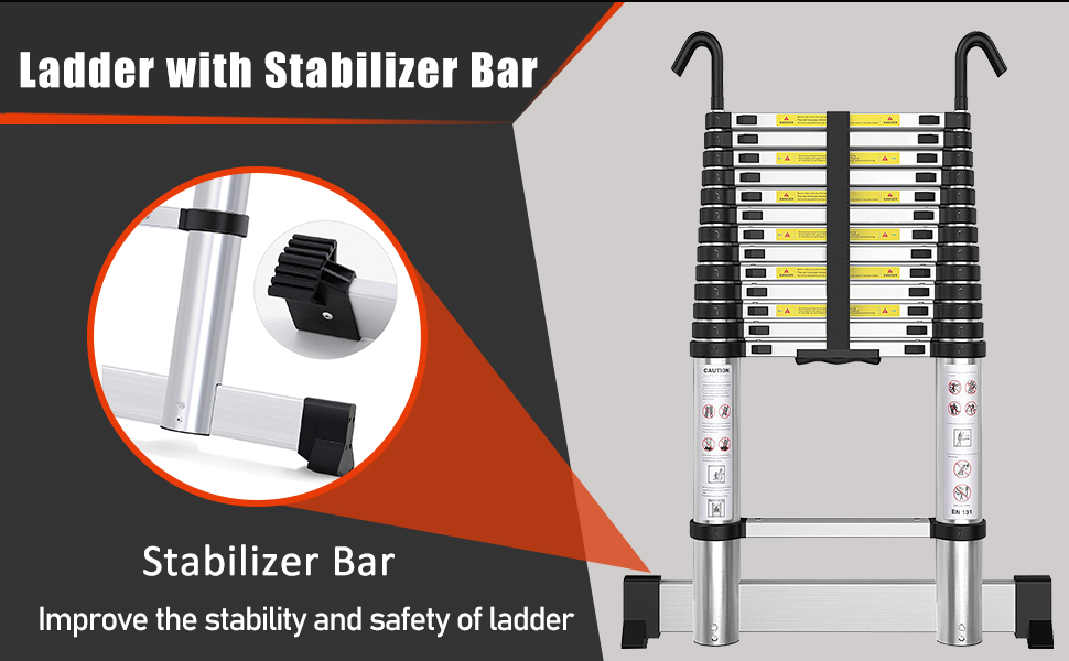 telescoping ladder with stabilizer bar