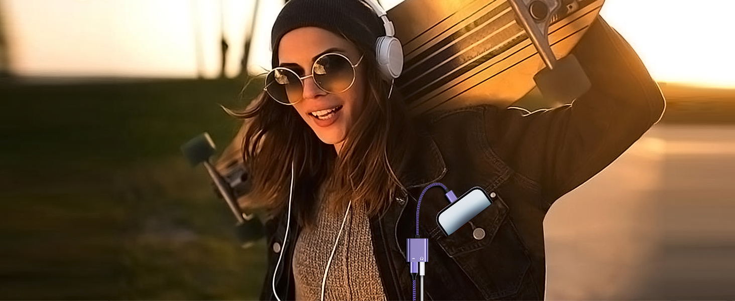 lightning to 3.5mm auxiliary jack + charging earphone dongle