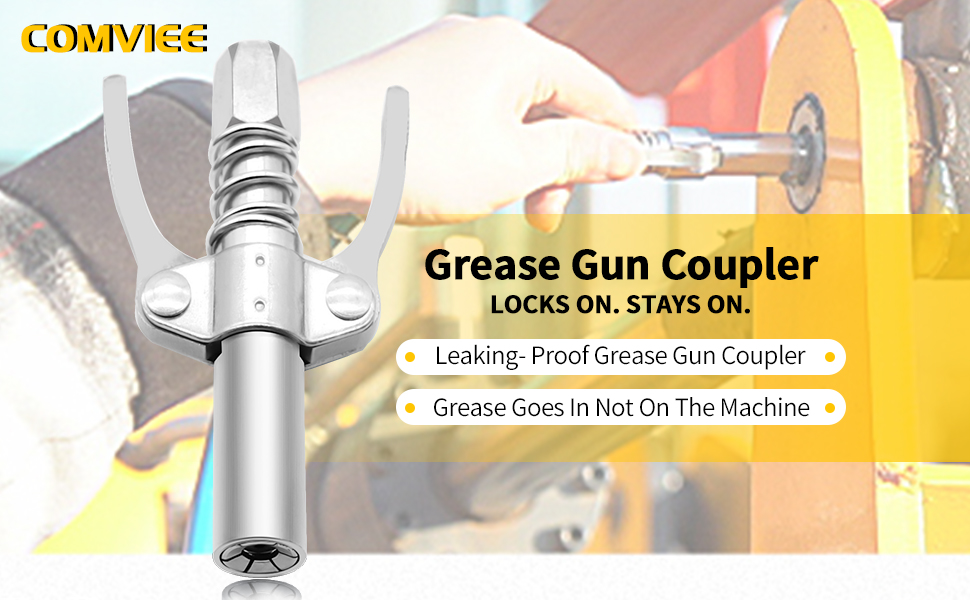 COMVIEE Grease Gun Coupler, Double Handle Quick Lock