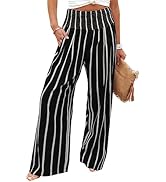 Angerella Womens Elastic High Waisted Palazzo Pants Casual Wide Leg Long Lounge Pant Trousers wit...