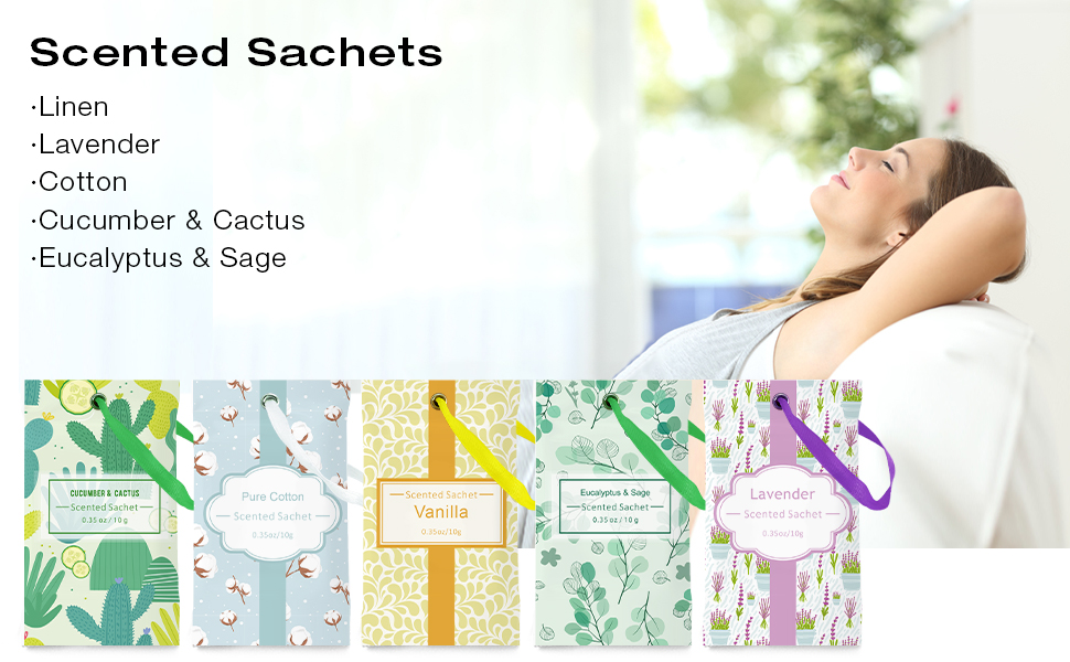 Sachets for Drawers and Closets, Cotton Scented Sachets for