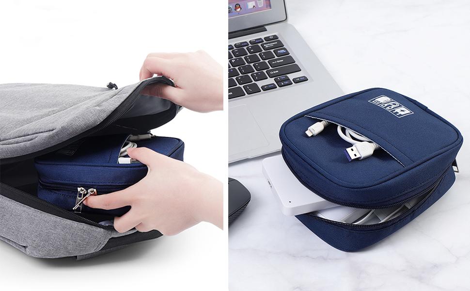 Small Cable Organiser Bag Travel Electronics Pouch Tech Accessories Case for Chargers