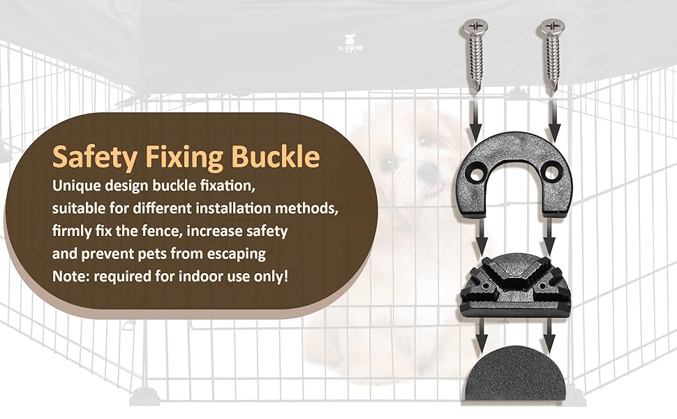 XZONE PET Foldable Metal Pet Playpen with Top Cover