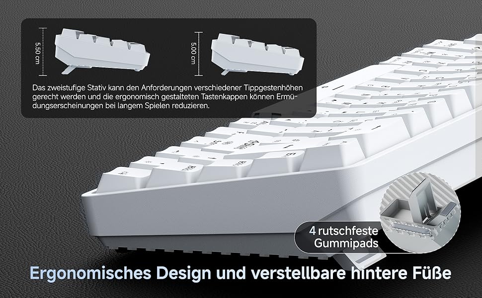 TMKB T68 Gaming Tastatur,60% Kabellos Mechanische RGB Tastatur mit Bluetooth/2.4G/Typ-C