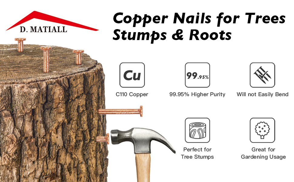 copper nails for kiling trees stump root