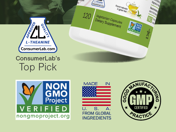 Natures Trove L-Theanine 200Mg Calm Focus Balance Caffiene Free Formula Non GMO ConsumerLab Top Pick