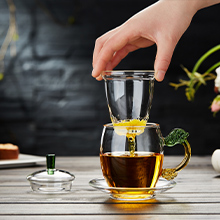 Glass Tea Cup with Infuser and Lid,Tea Infuser Mug with Saucer,Tea Mug,Tea Cup Set