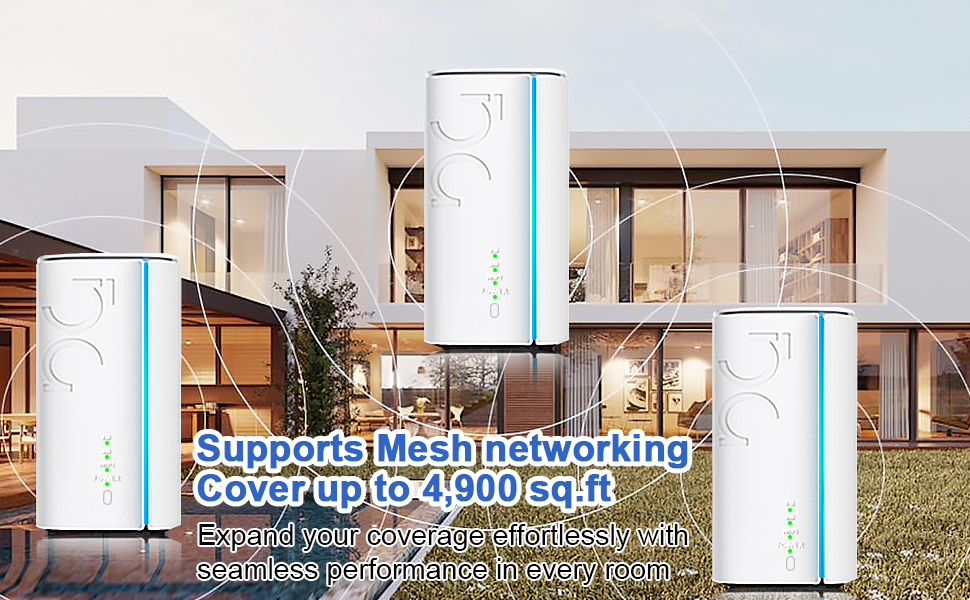Supports Mesh networking Coverup to 4,900 sa.ft