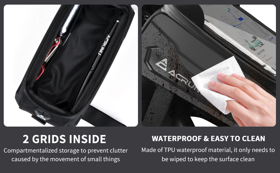 Bike/Bicycle Phone Front Frame Bag, Waterproof, Tube Bag, Cycling Pouch for Men Compatible Phone Under 7.2” (Large) 5