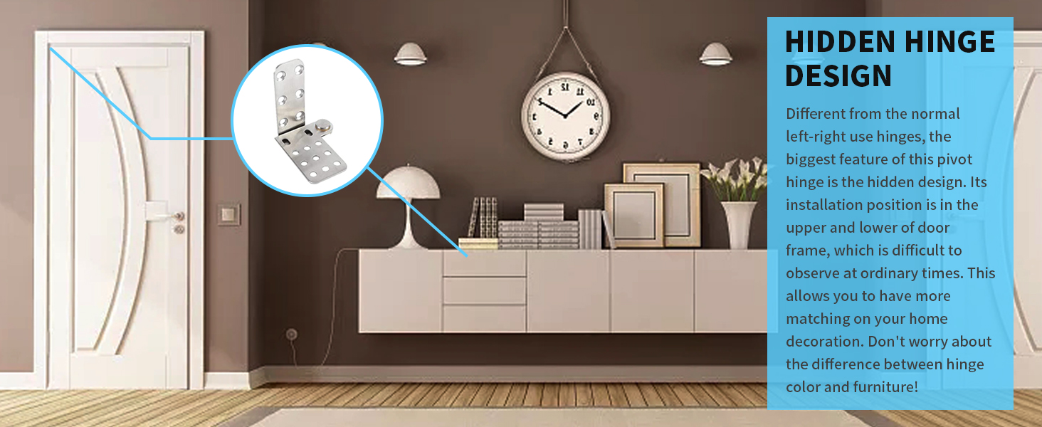TamBee Door Pivot Hinges 180 Degree Heavy Duty Hinges for Wood Doors