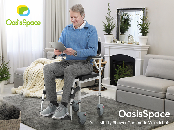 wheelchair bedside commode chair handicap elderly