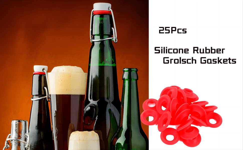 VIFERR Silicone Rubber Grolsch Gaskets 25pcs Silicone Bottle Gaskets
