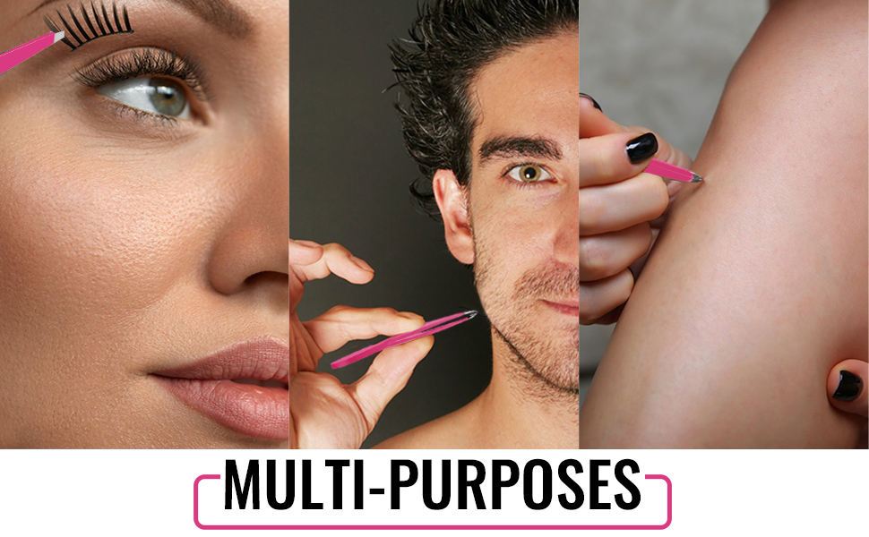 eyebrow dual-ended brush and tweezers