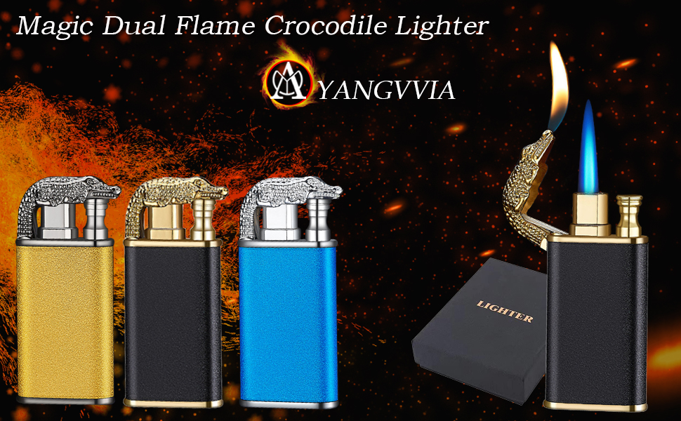 Torch Lighter, Magic Dual Flame Crocodile Lighter, Dual