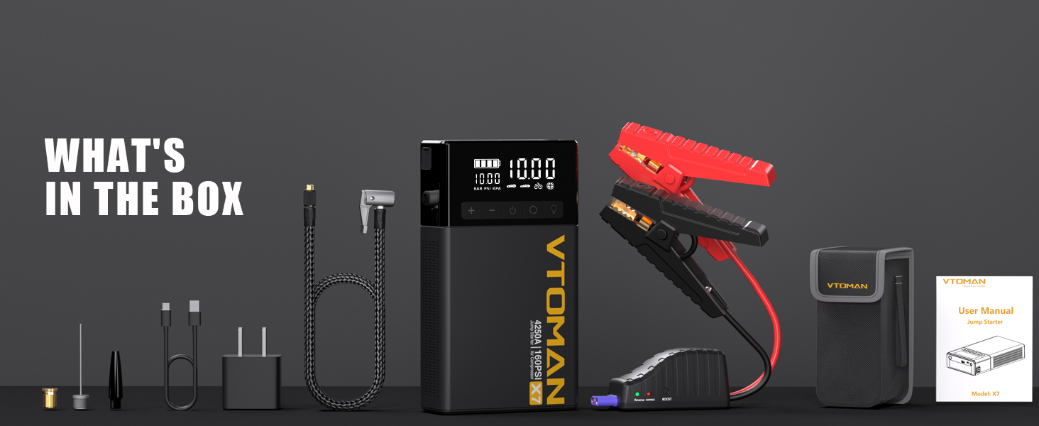 VTOMAN X7 Jump Starter with Air Compressor, 4250A Portable