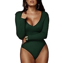 Weigou Women Long Sleeve Bodysuits Tops