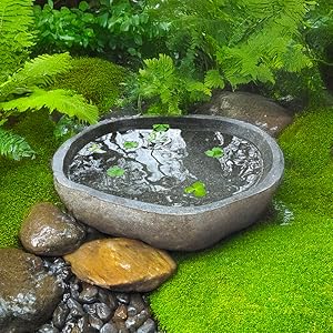 野草の葉型水鉢・向鉢・蹲・オブジェ・庭石・ガーデニング・バードバス・石鉢 天然自然石・石鉢・小さな蹲・水鉢】オブジェ造園坪庭茶庭庭石置物箱庭