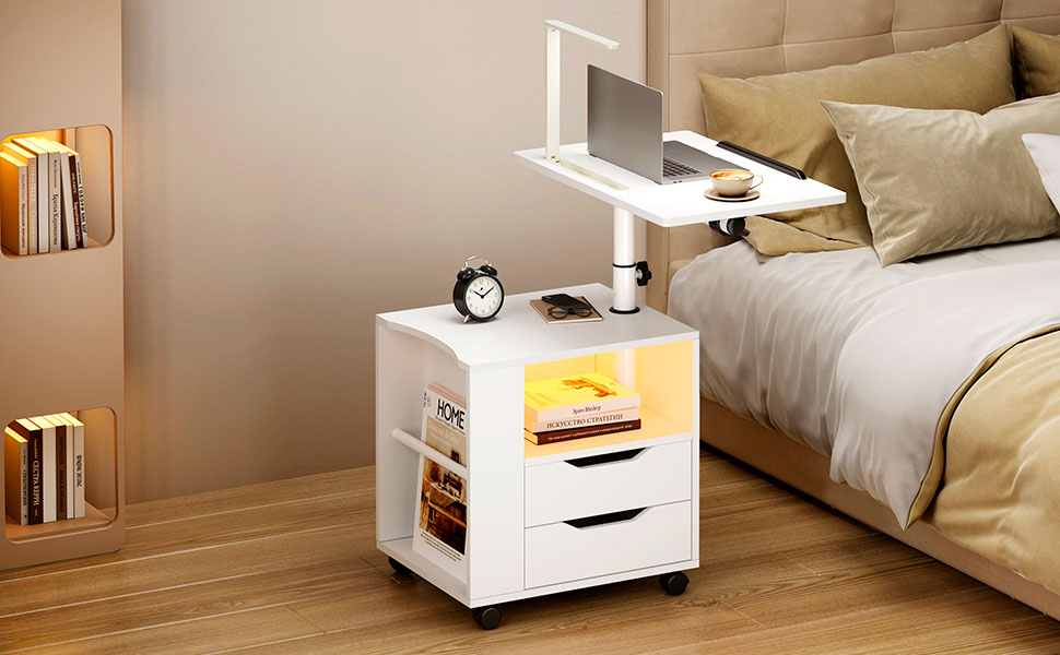 L'ÉGOÏSTE &One night stand sogesfurniture LED Nightstand with USB & Type-C Ports, Swivel Top