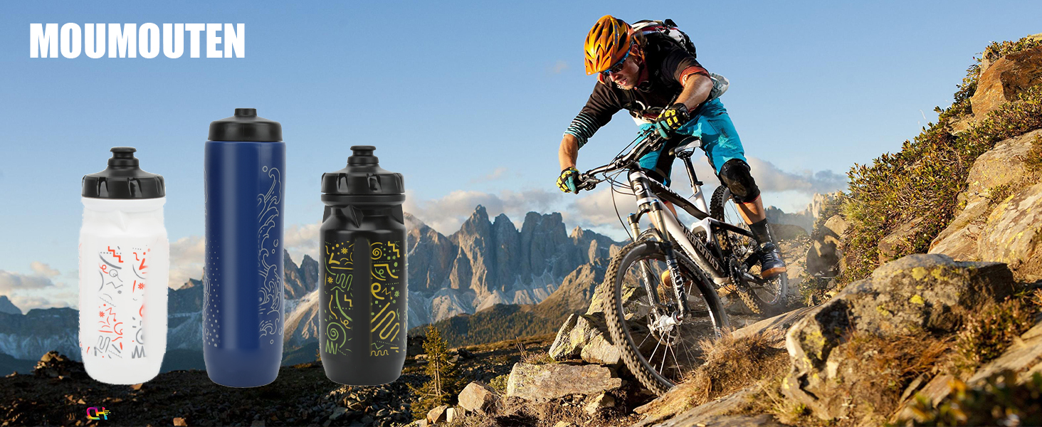 Sports Water Bottle, 550ml Mountain Bike Plastic Insulated Squeeze Water Bottle