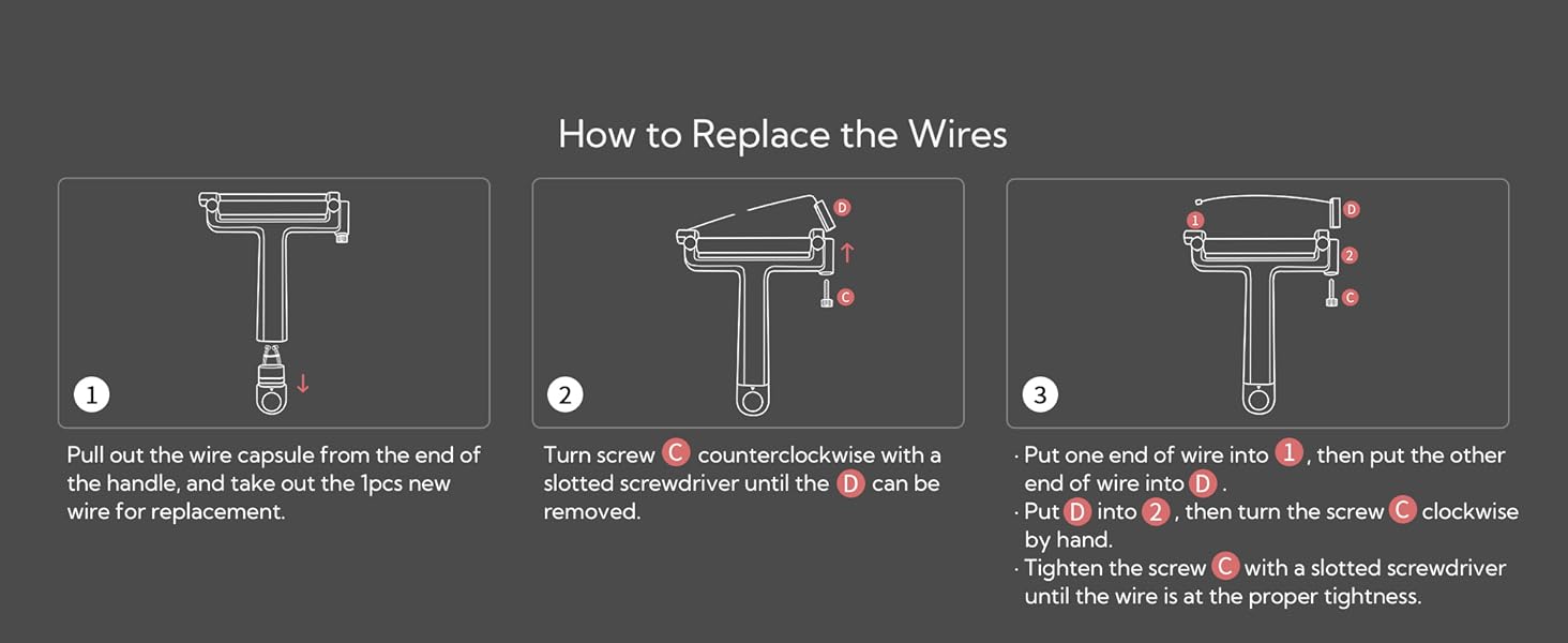 KITCHENDAO Replaceable Wire Cheese Slicer Cutter, 50 Stronger Wires