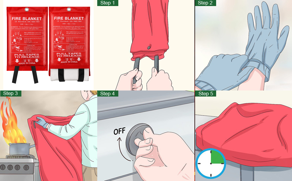 Emergency Fire Blanket for Home and Kitchen 4 Pack 3.3ft