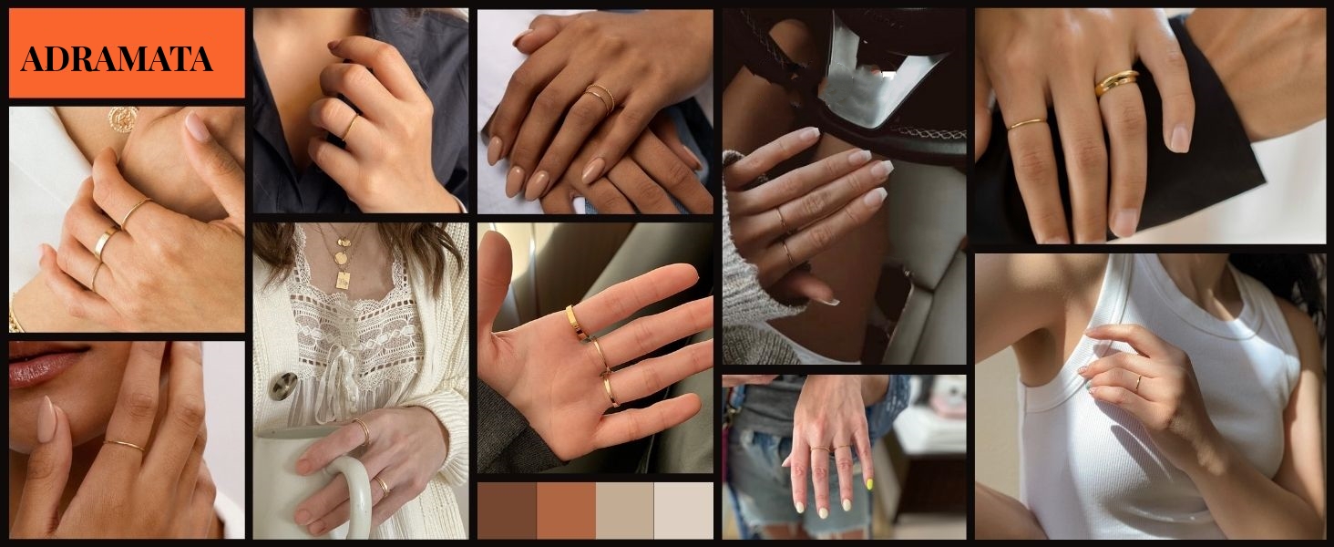 Gold Rings Simple Plain Pinky Thumb Statement Band Ring