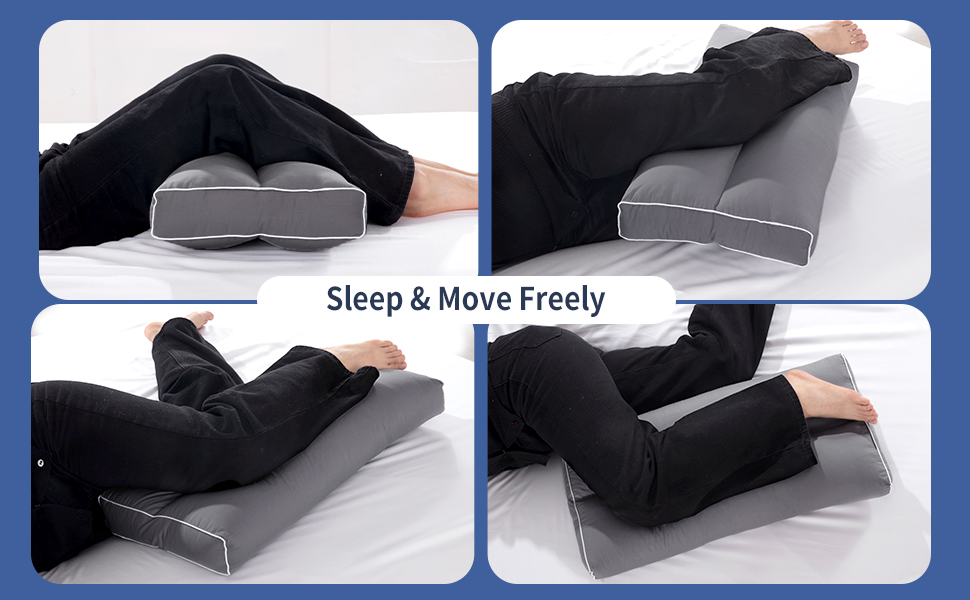 HOMBYS Knee Pillow for Side Sleepers with Blue Edge, Cotton