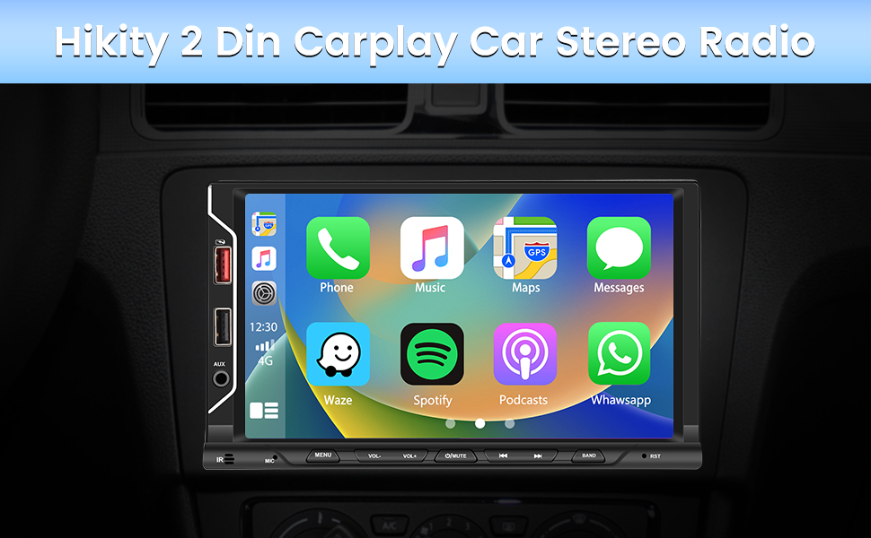 Hikity Autoradio 2 Din avec Wireless Carplay/Android Auto 7 Pouces ...