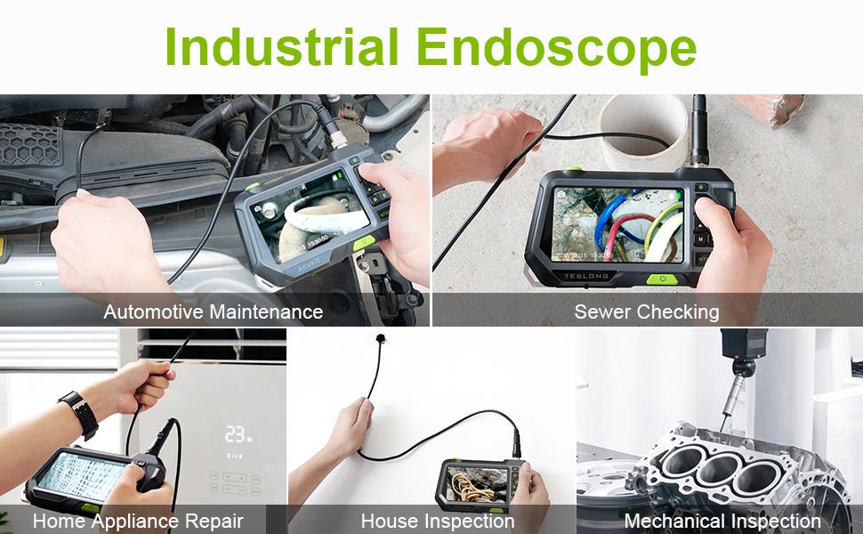 Autofocus Endoscope with 5" Monitor, Teslong NTS500 Auto Focus Industrial Borescope Inspection