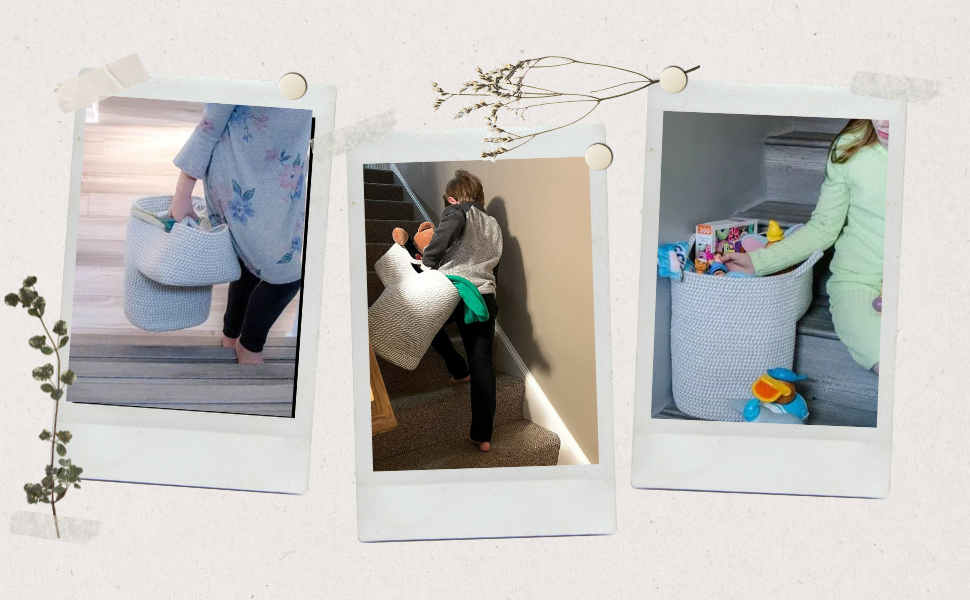 IK Mart Stairs Basket Cotton Rope Basket Internal Support