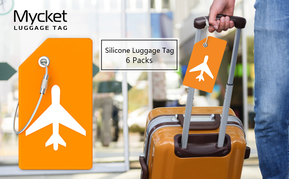 Mycket 6 Pcs Luggage Tags, Silicone Baggage Labels
