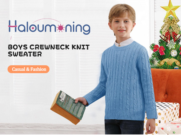 Amazon.com: Haloumoning Boys Crewneck Cable Knit Sweaters
