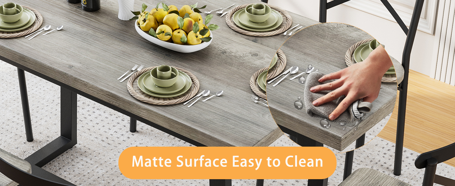 ENSHUI 7 Piece Rectangular Dining Table Set, Dining Table