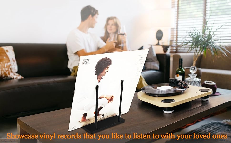ANTEISI Now Playing Vinyl Record Stand, Record Playing Display Stand,Desktop Now
