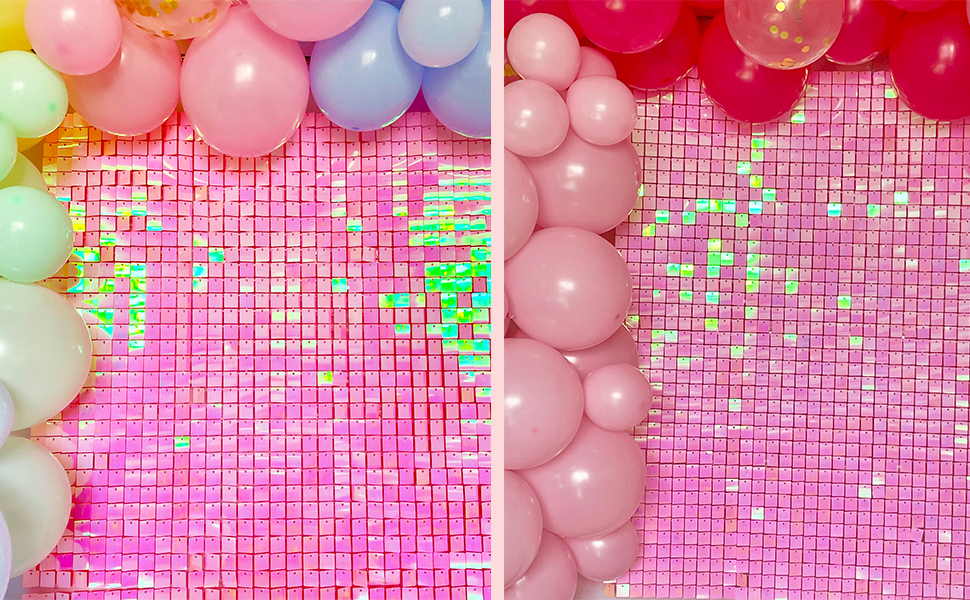 YAKOURLER 25 Pcs Pack Shimmer Wall Backdrop Sequin Panels Iridescent Light Pink for