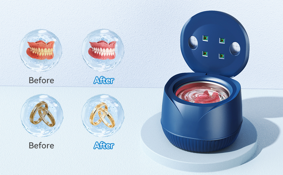 Ultrasonic Retainer Cleaner Machine, 45kHz 200ML Mouth Guard Cleaner