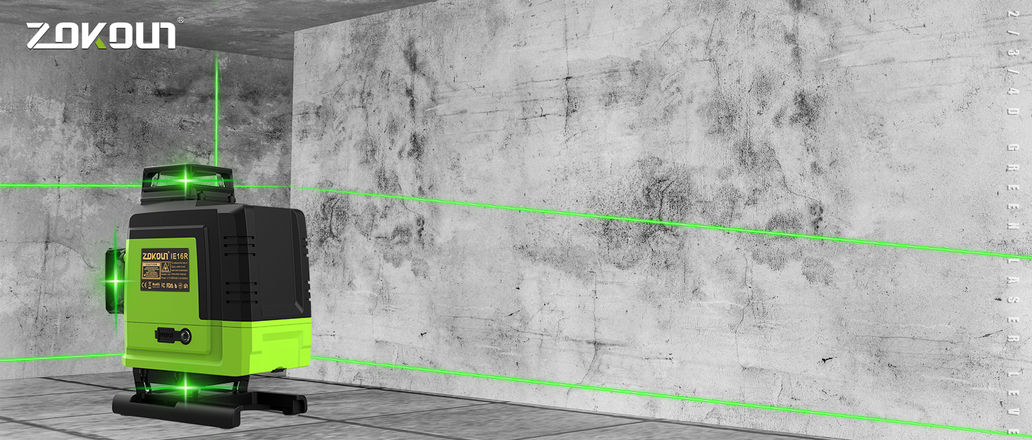 Zokoun Laser Floor and Wall Powerful Green 16 Lines, 360° Rotary Self