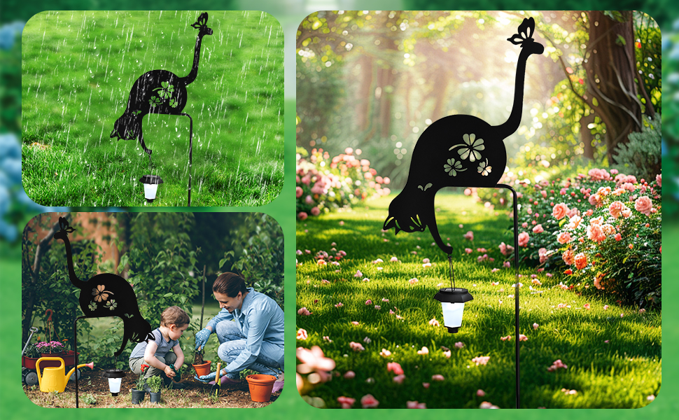 Cat Garden Statue, Outdoor Metal Decorative Garden Stakes for Lawn Yard Pathway Patio