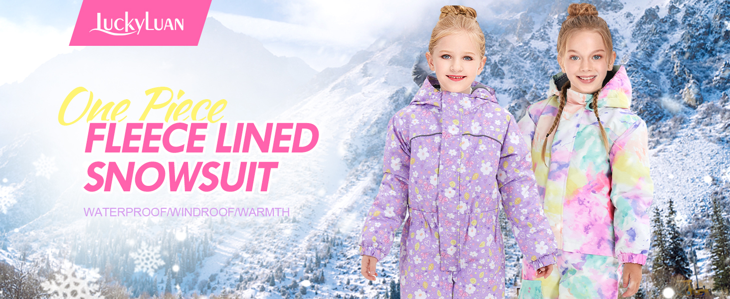 luckyluan girls one piece snowsuit boys color block winter outfit