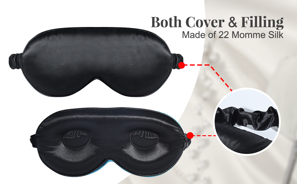 BeeVines 2 Pack 3D Sleep Mask, 100 Real 22 Momme Natural