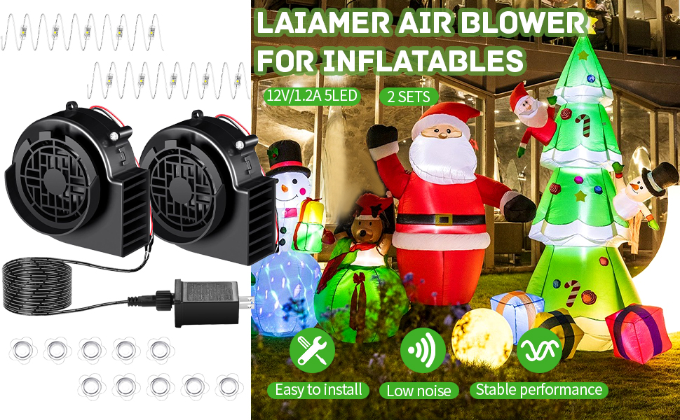 2 Pack Replacement Air Blower for Inflatables 12V 1.2A